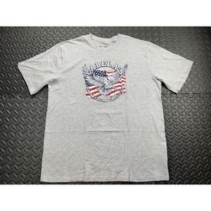 Cabela's Shirt Adult Large Gray Graphic Eagle American Flag Text Logo Tee Men's